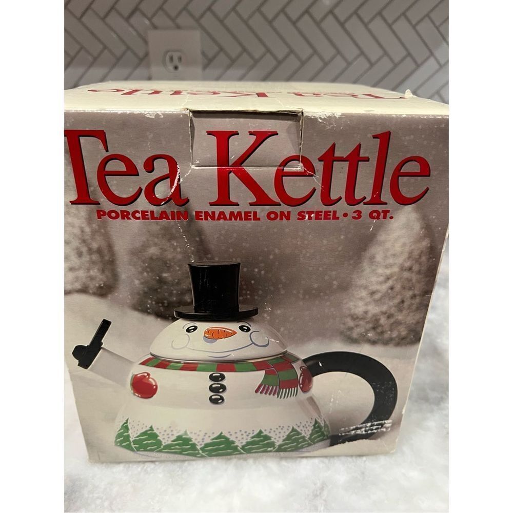 Rothco Porcelain On Steel Snowman Tea Kettle - 3QT w/original box